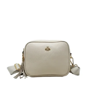 Double Zipper Genuine Leather Camera Bag with Bee