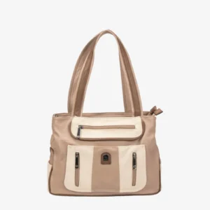 Four-Compartment Contrast-Color Tote Bag