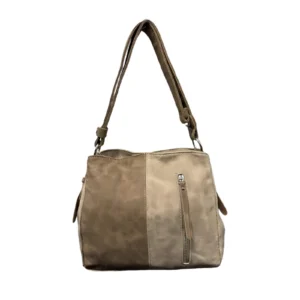 Dual-Tone Zipped Shoulder/Crossbody Bag